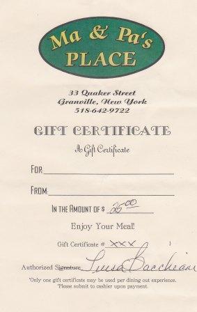 Gift Certificates for Auction