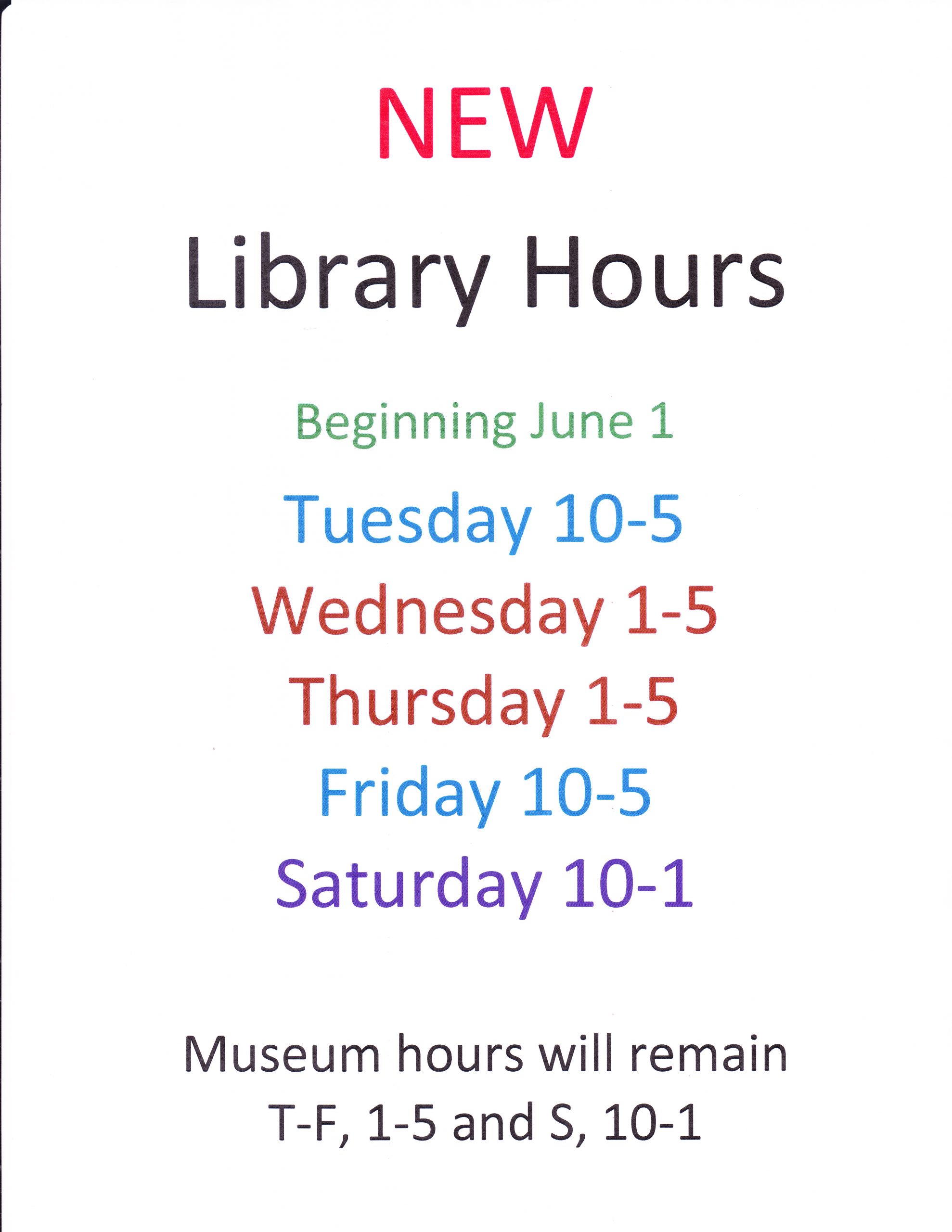 New library hours Pember Library