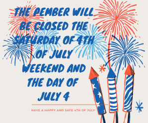 Closed July 1 and July 4