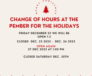 Change of Hours for the holidays