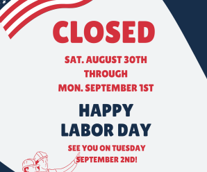 Closed for Labor Day Weekend