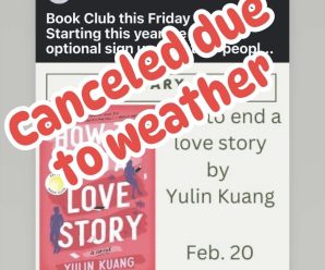 Book Club Canceled 2/20